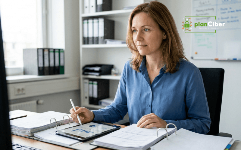 responsable de seguridad revisando indicadores de servicio gestionado